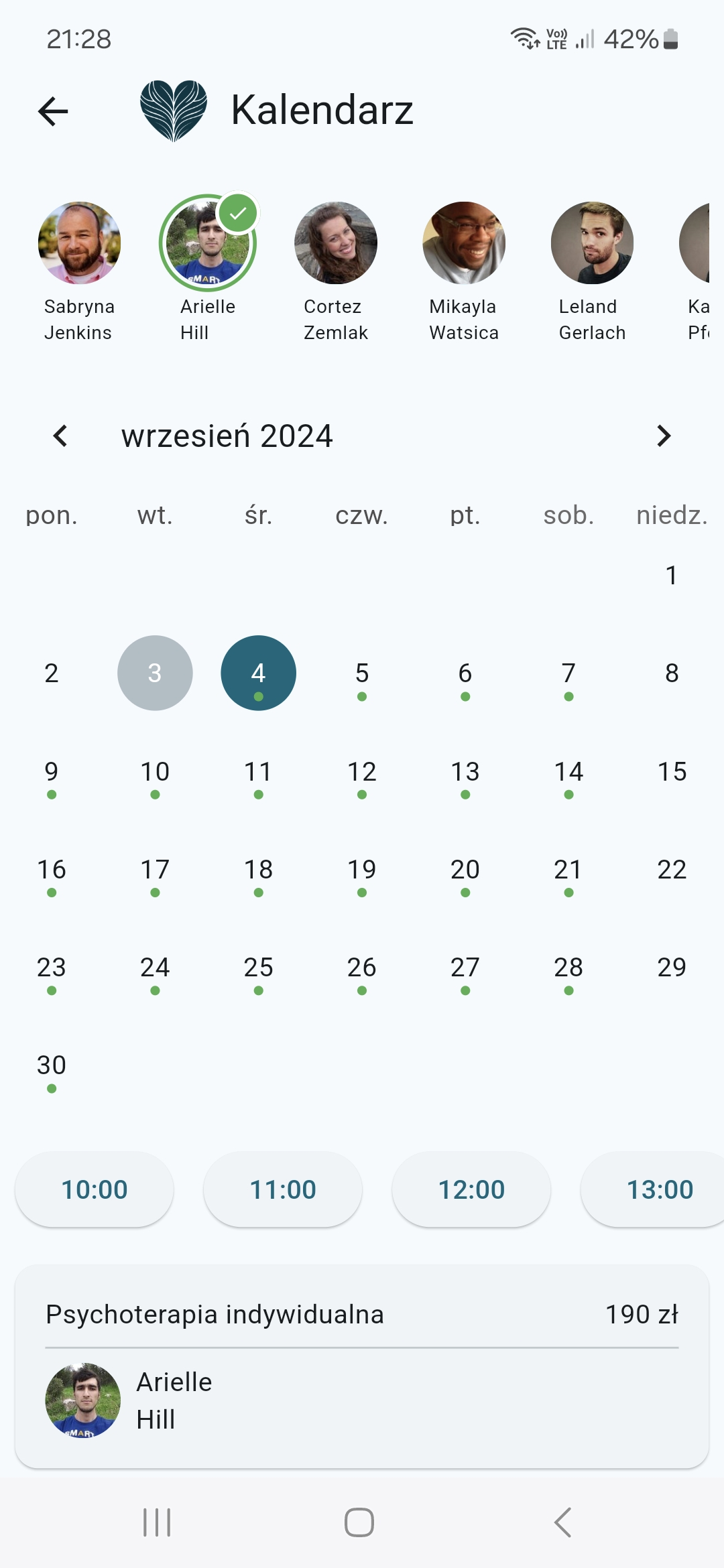 Aplikacja mobilna Kształt Emocji – ekran główny